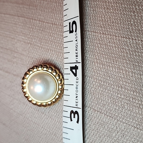 Vintage Anne Klein Gold-Tone Trimmed Faux Pearl Clip-On Earrings - Picture 7 of 7